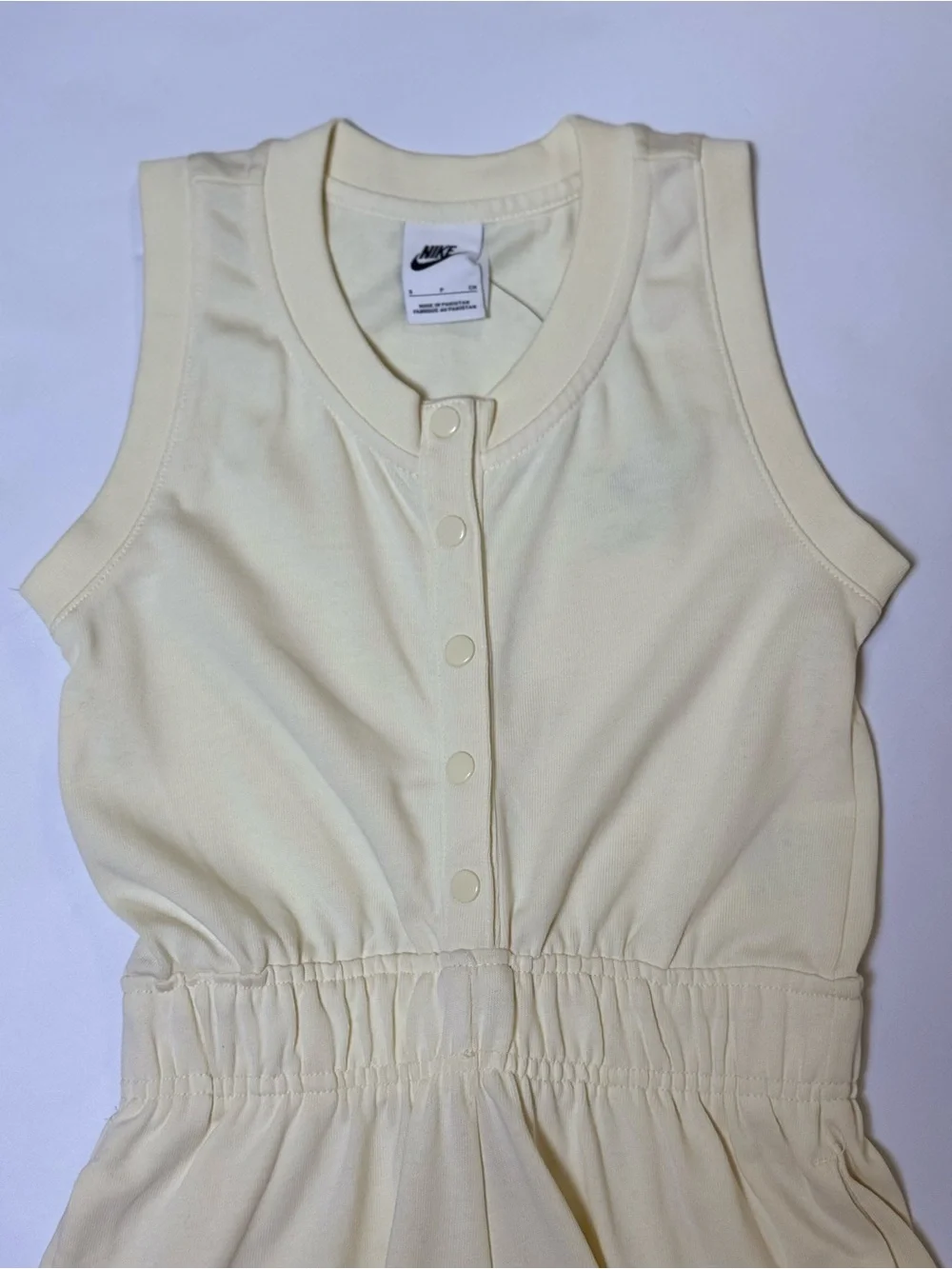 Nike Cream Sleeveless Girls' Button-Front Romper in Coconut Milk White Small NWT